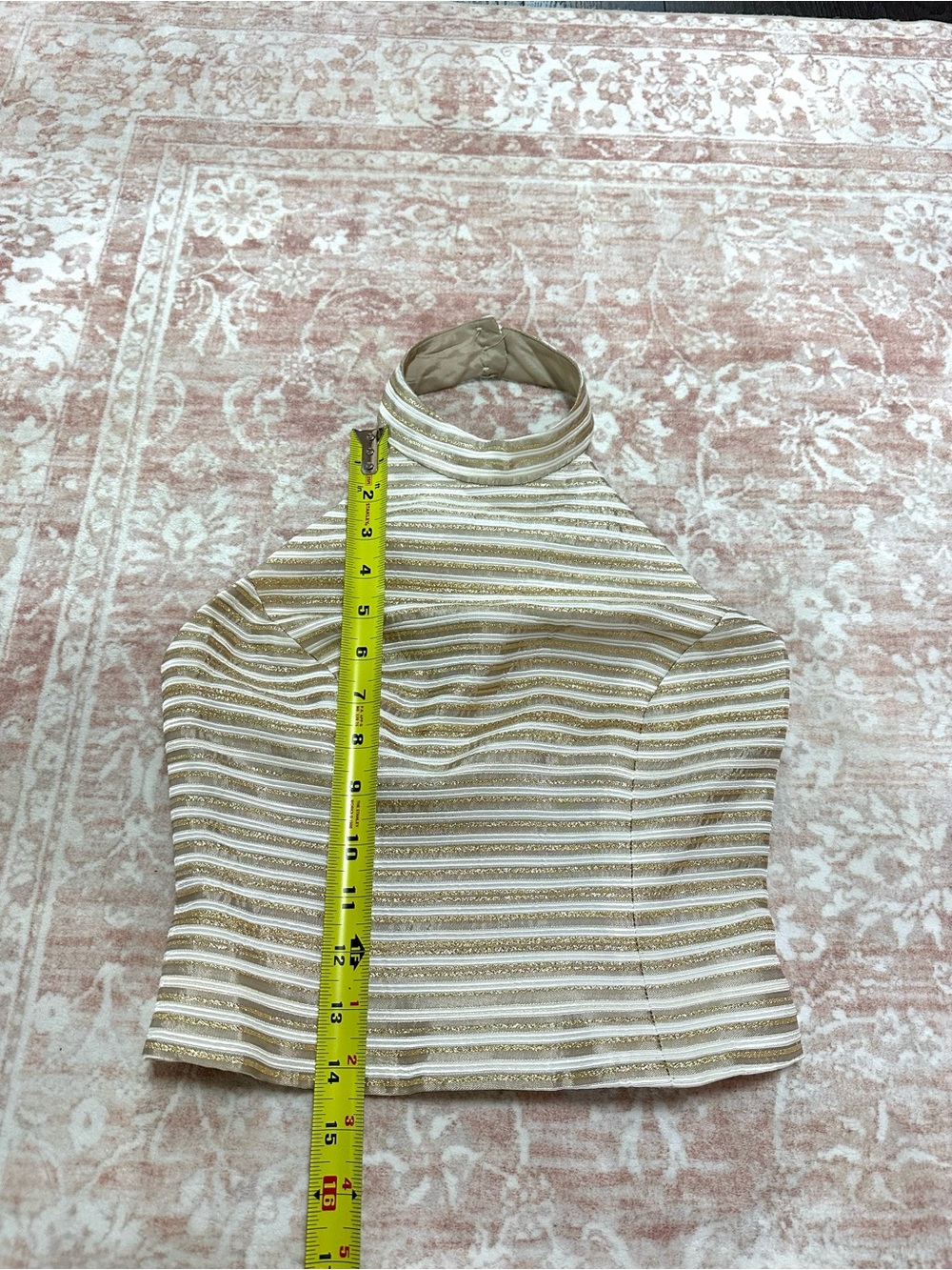Vintage ✨ Caché Metallic Striped Halter Top - Y2K - Picture 8 of 10